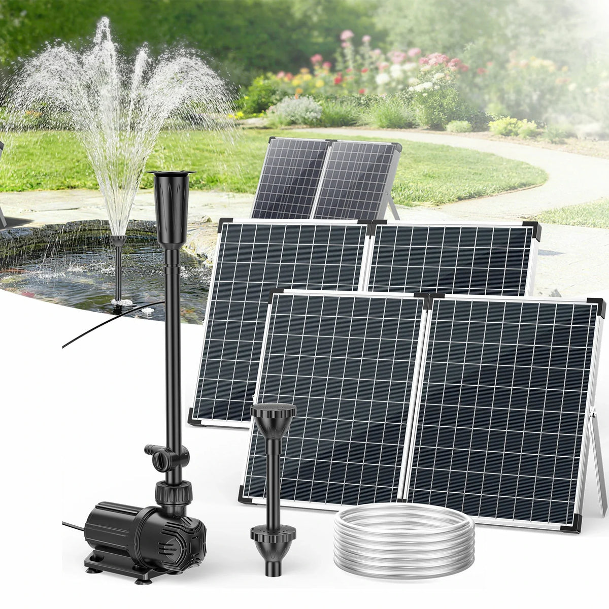 120W Solar-Springbrunnenpumpe, 6000 l/h für Gartenteiche, Wassergarten