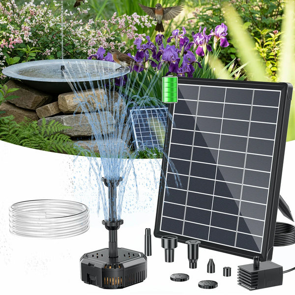 6,5W Solar Springbrunnen mit Teichfilter und Akku