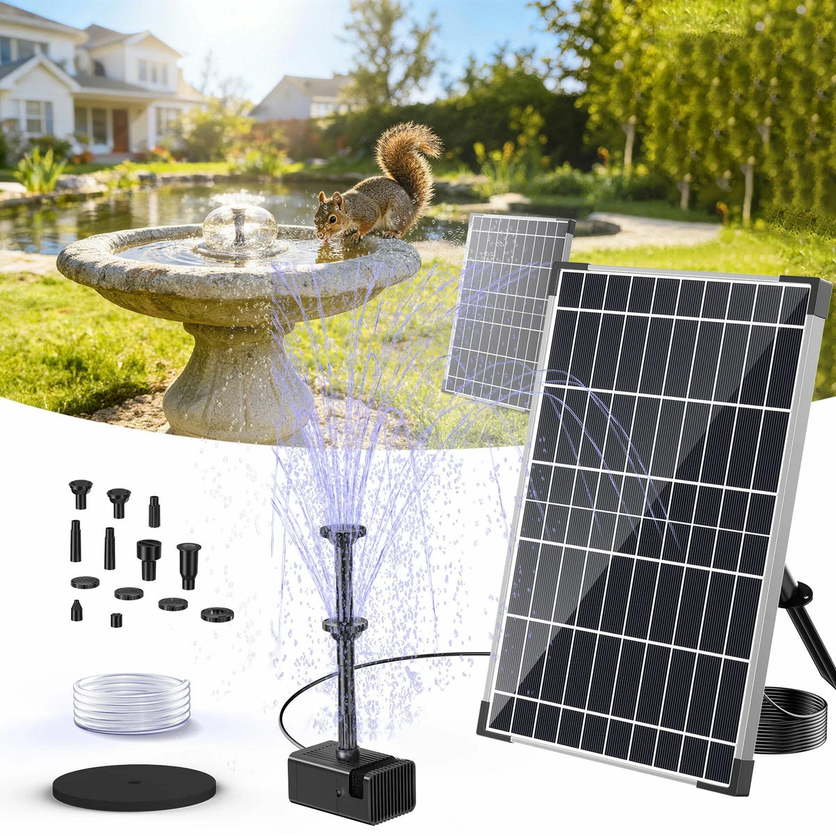 12W Solar-Springbrunnenpumpe mit Akku, Tag- und Nachtbetrieb
