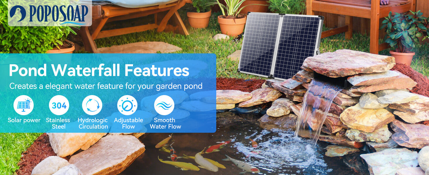 Solar Pond Waterfall Spillway with Pump Kit - Create a Green, Economical Water Feature