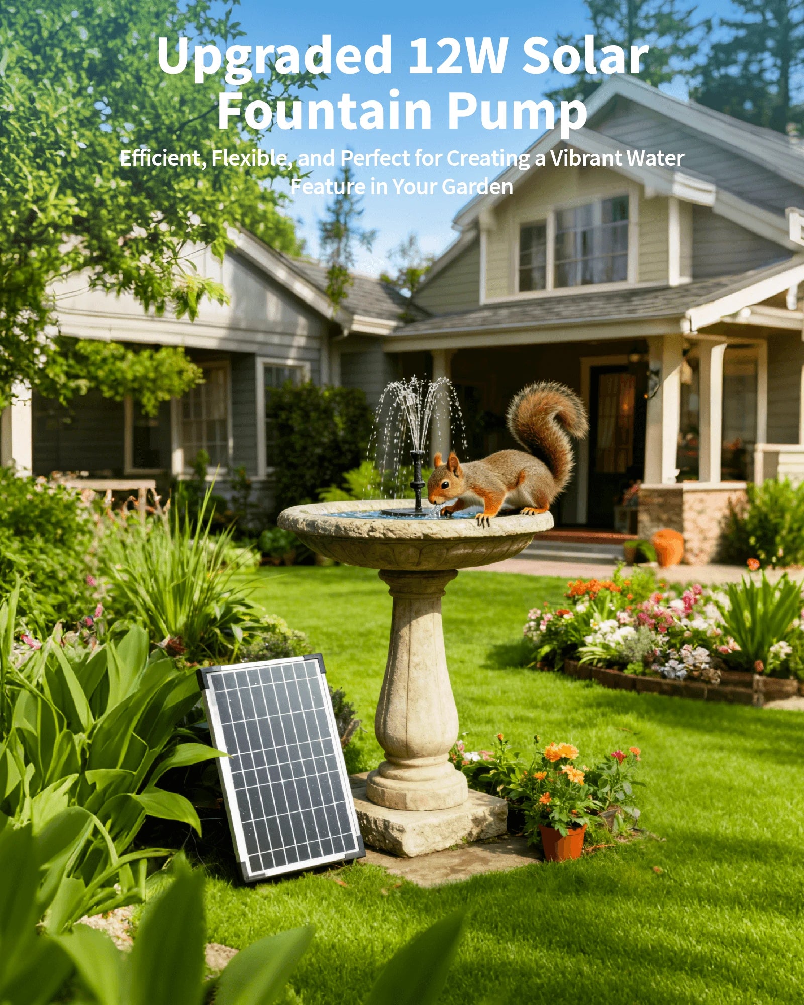 12W Solar Bird Bath Fountain Pump with Battery