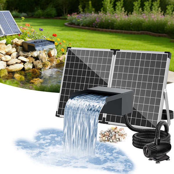55W Solar-Wasserfallpumpen-Set mit 20-cm-Auslauf