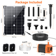 20W 320GPH solar water fountain pump Package included