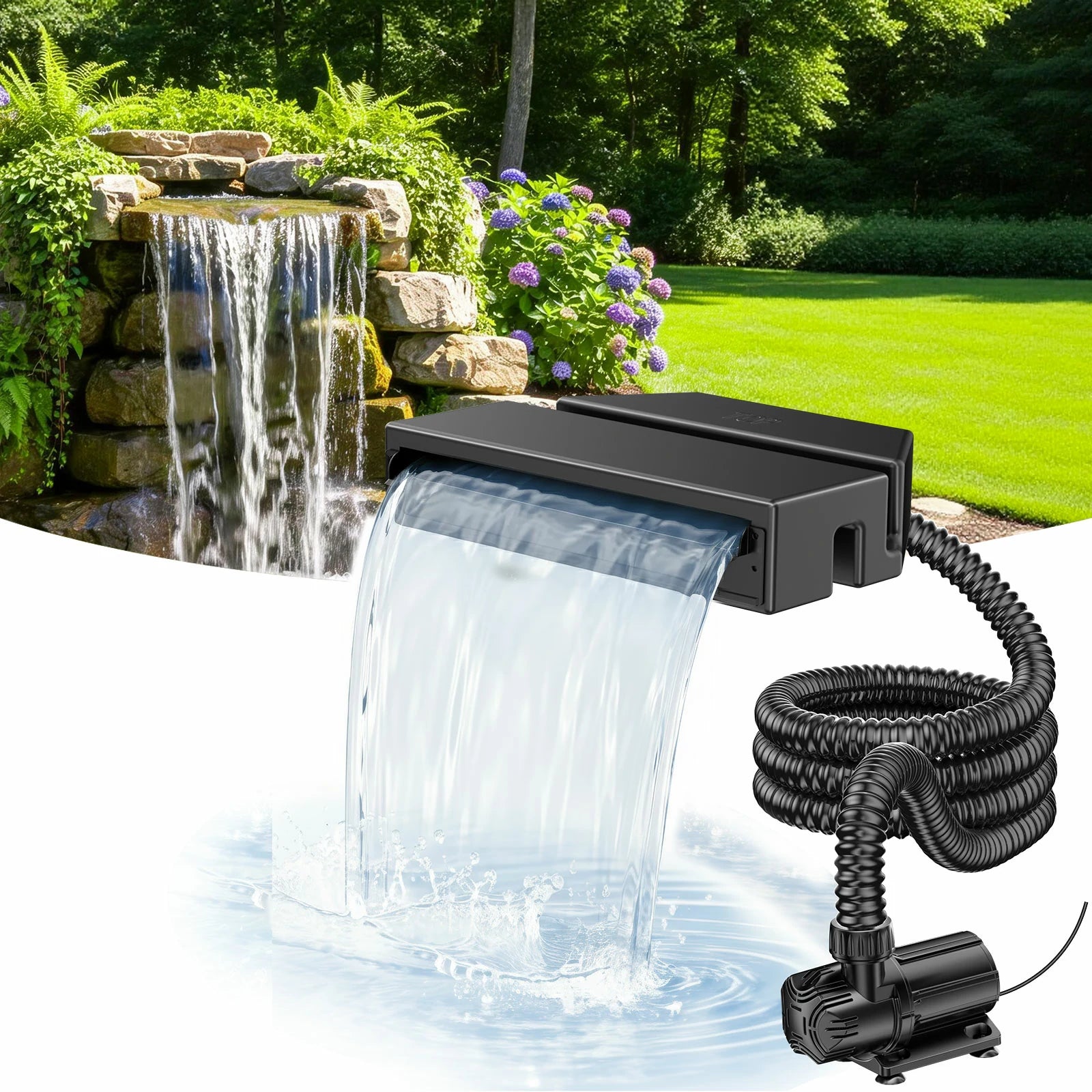 Großes Teichwasserfall-Set, 30 cm breit, für Teich und Bach