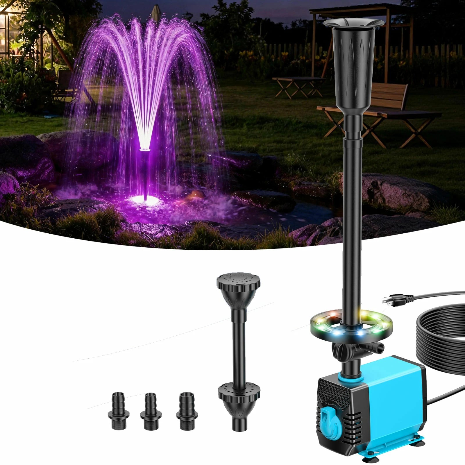 40W 660GPH Water Pump with LED Light