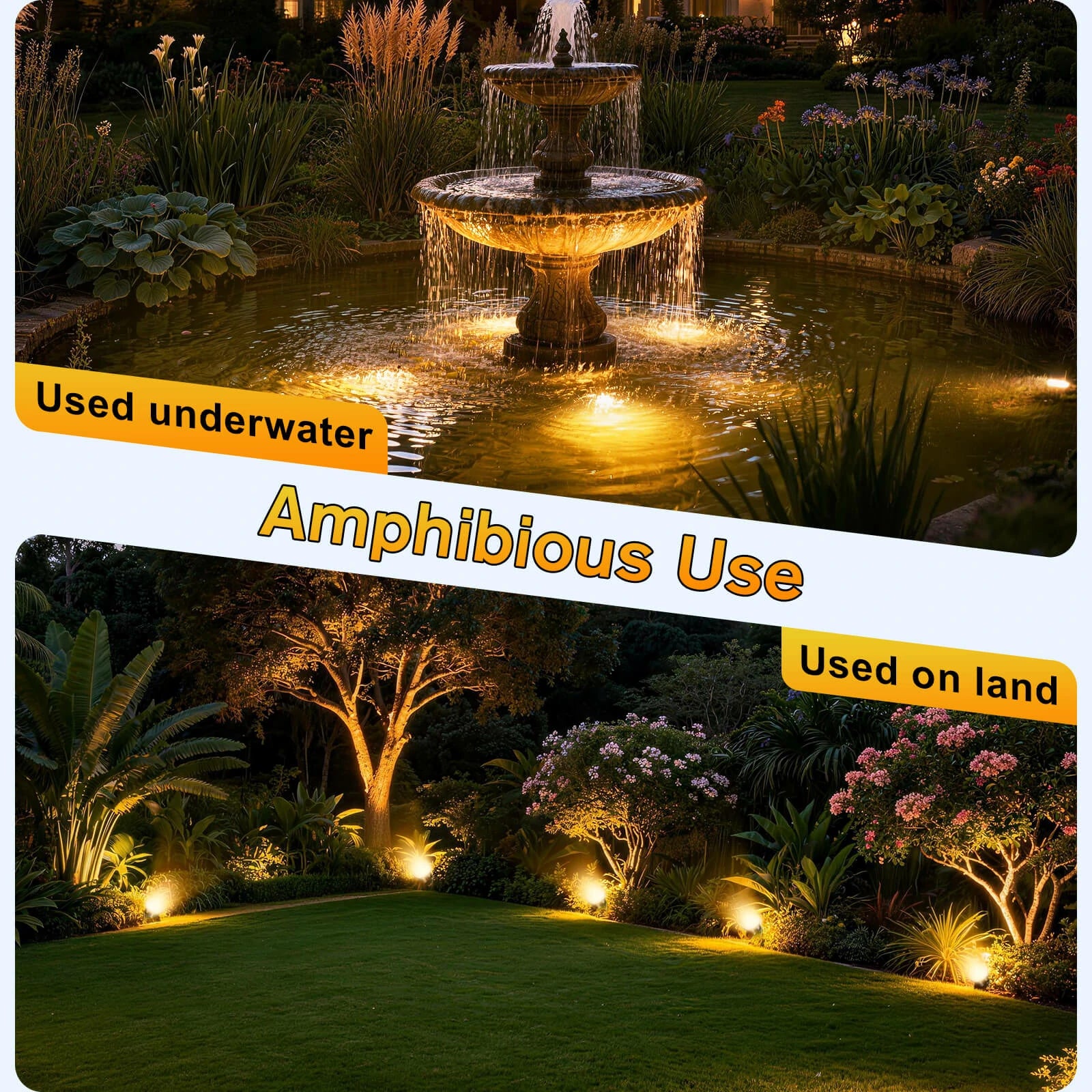 4-Head Warmwhite Underwater Electric Pond Lights with Timer