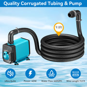 40 W 660 GPH Wasserpumpe mit Teich-Wasserfall-Box (LED-Licht)