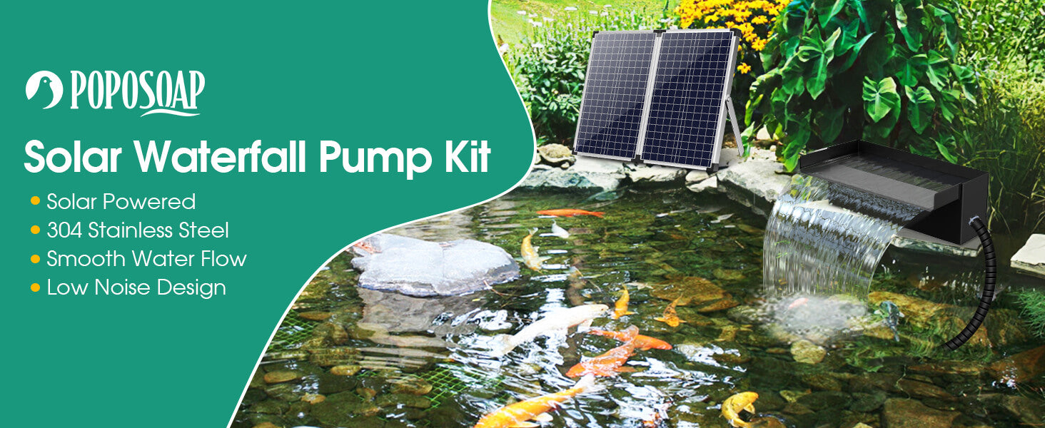 POPOSOAP Solar Fountain Pump with Pond Waterfall Spillway Kit