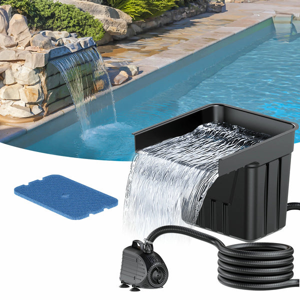 Elektrisches Wasserfallpumpen-Set (80 W, 1200 GPH) mit 12,6" x 11" Überlauf