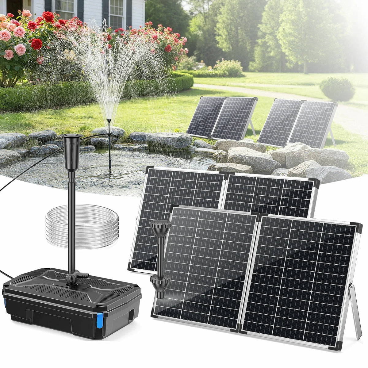 120W 6000 l/h Solar-Teichfilter & Springbrunnenpumpe Set