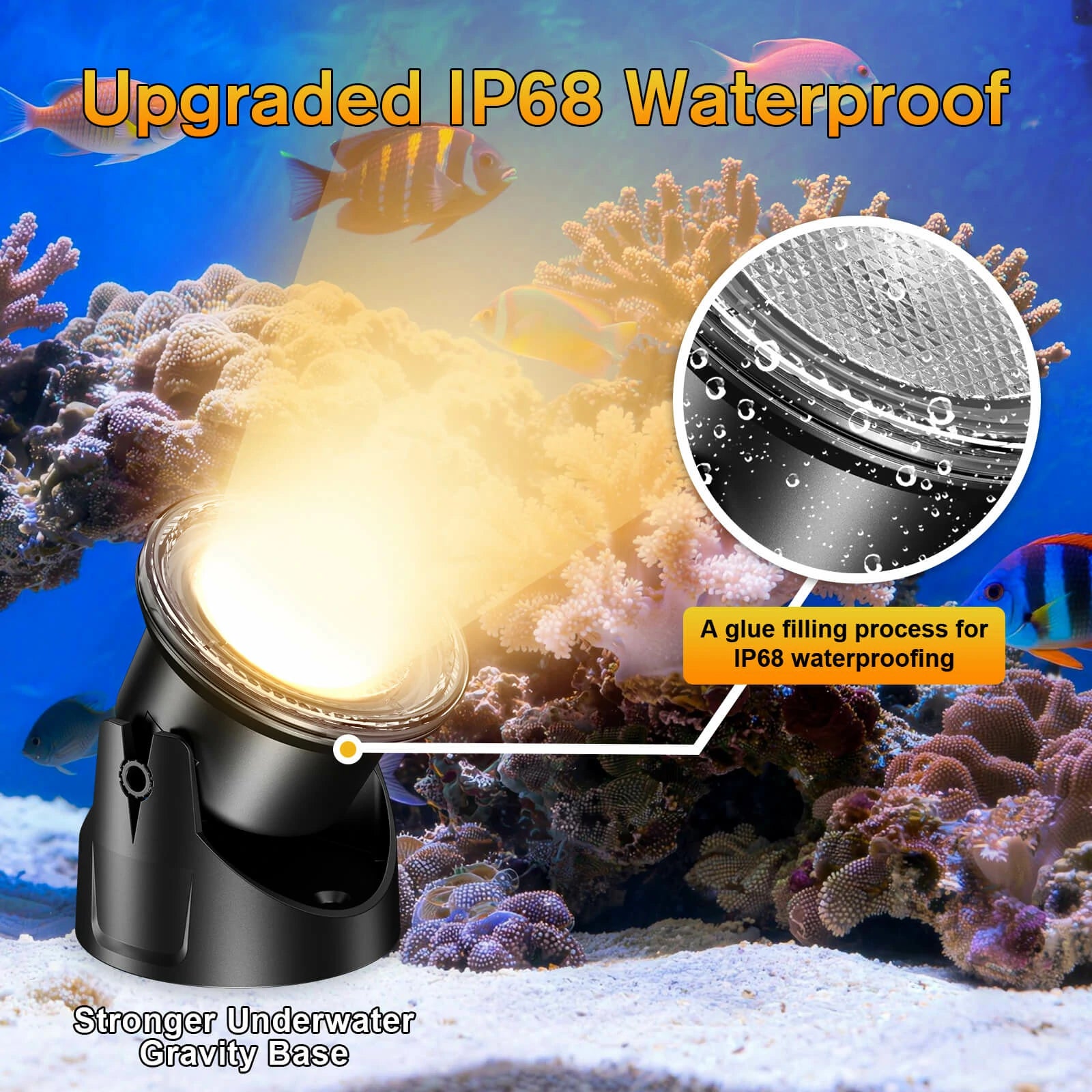4-Head Warmwhite Underwater Electric Pond Lights with Timer
