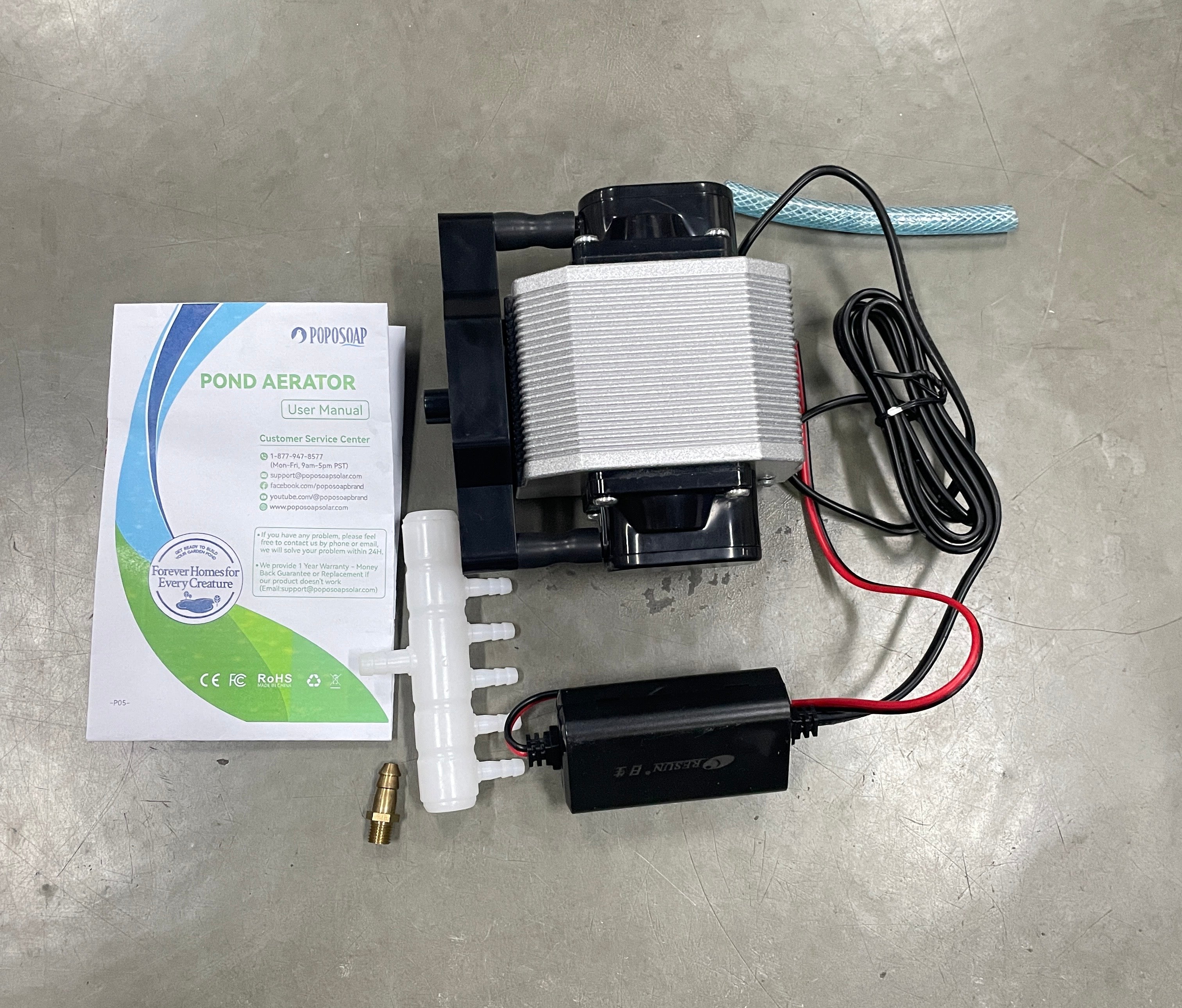 Poposoap Teichbelüfter – 15-W-Solar-Sauerstoffpumpe für Fischteiche im Freien