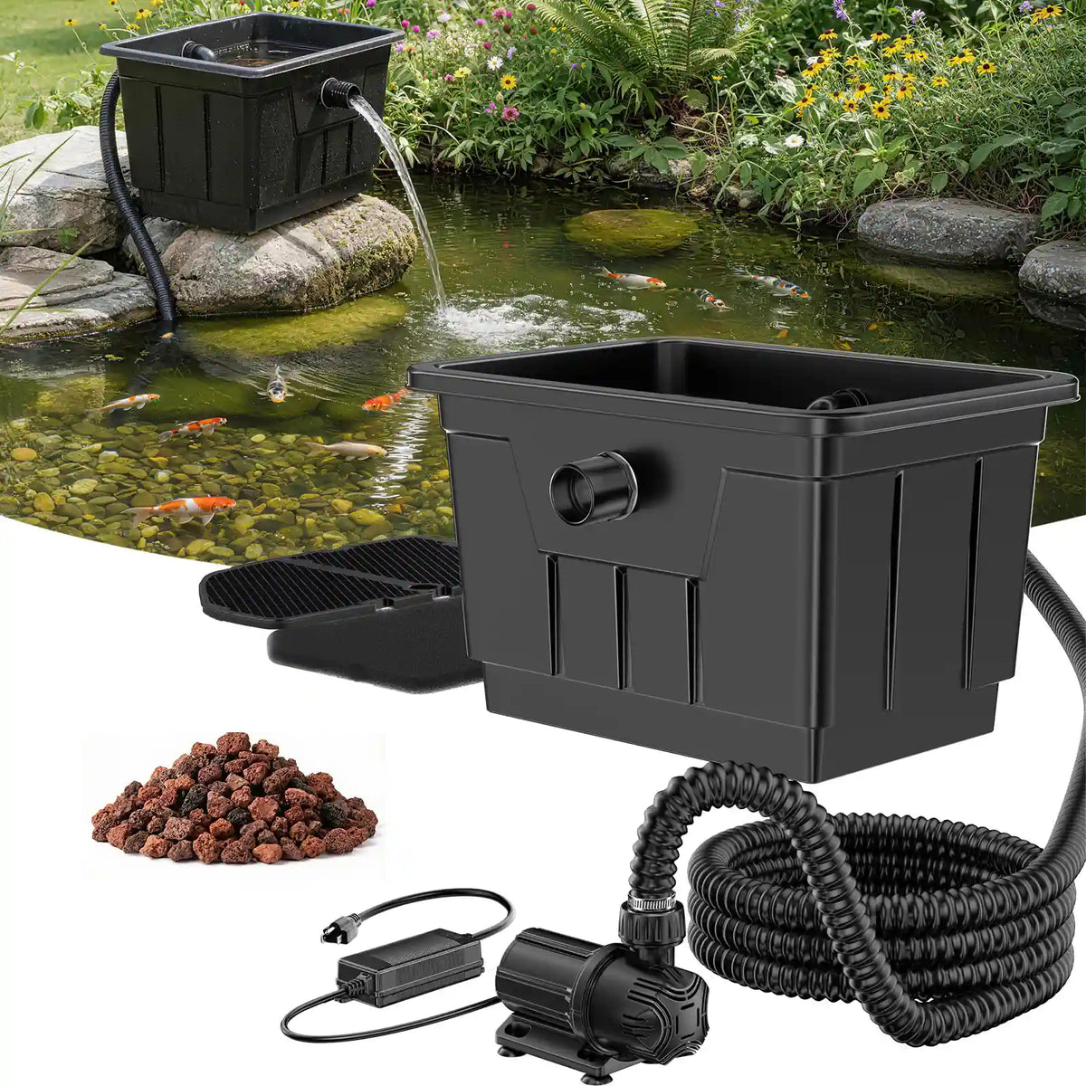 Großes Teichfilter-Set, oberirdisches Design für einfache Wartung