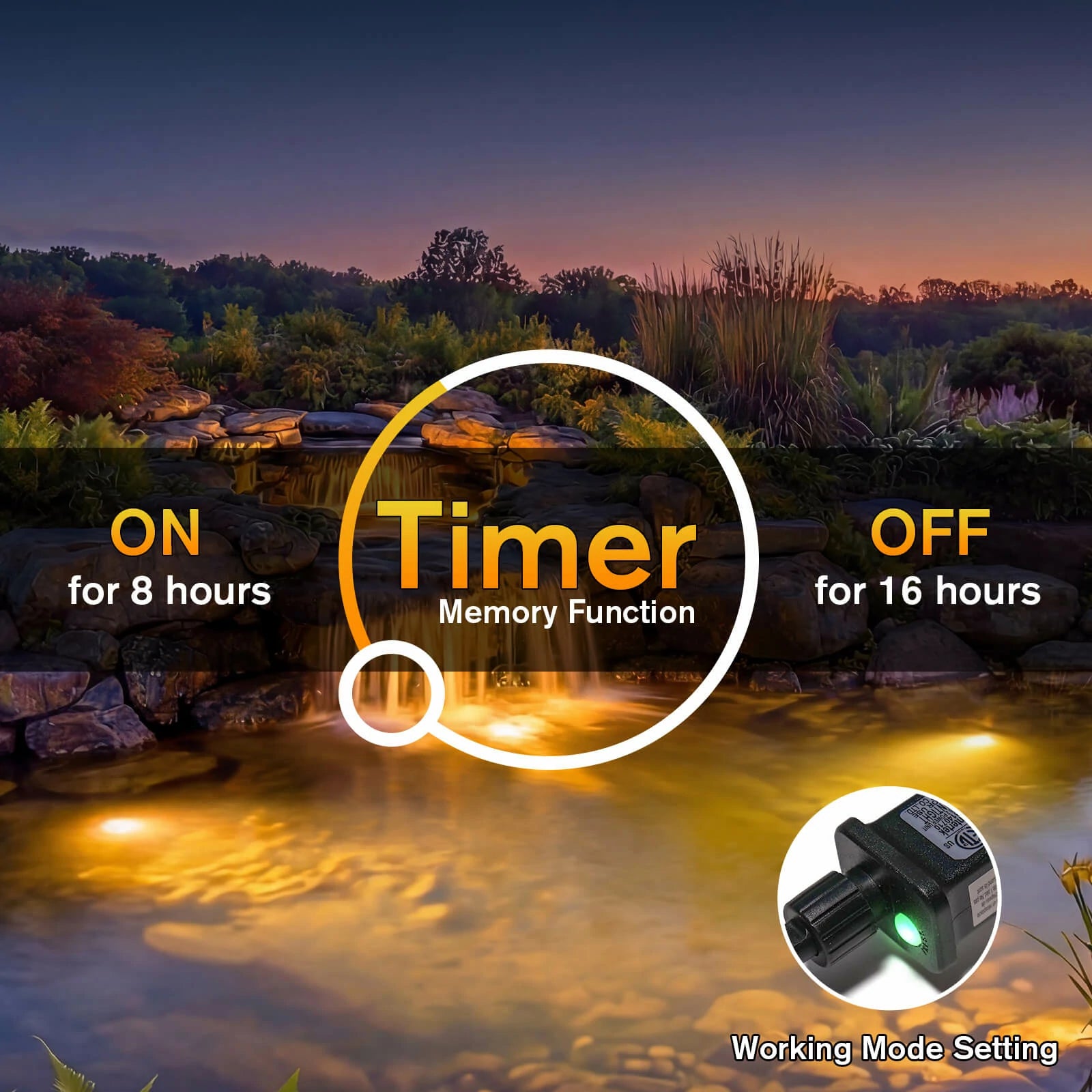 4-Head Warmwhite Underwater Electric Pond Lights with Timer