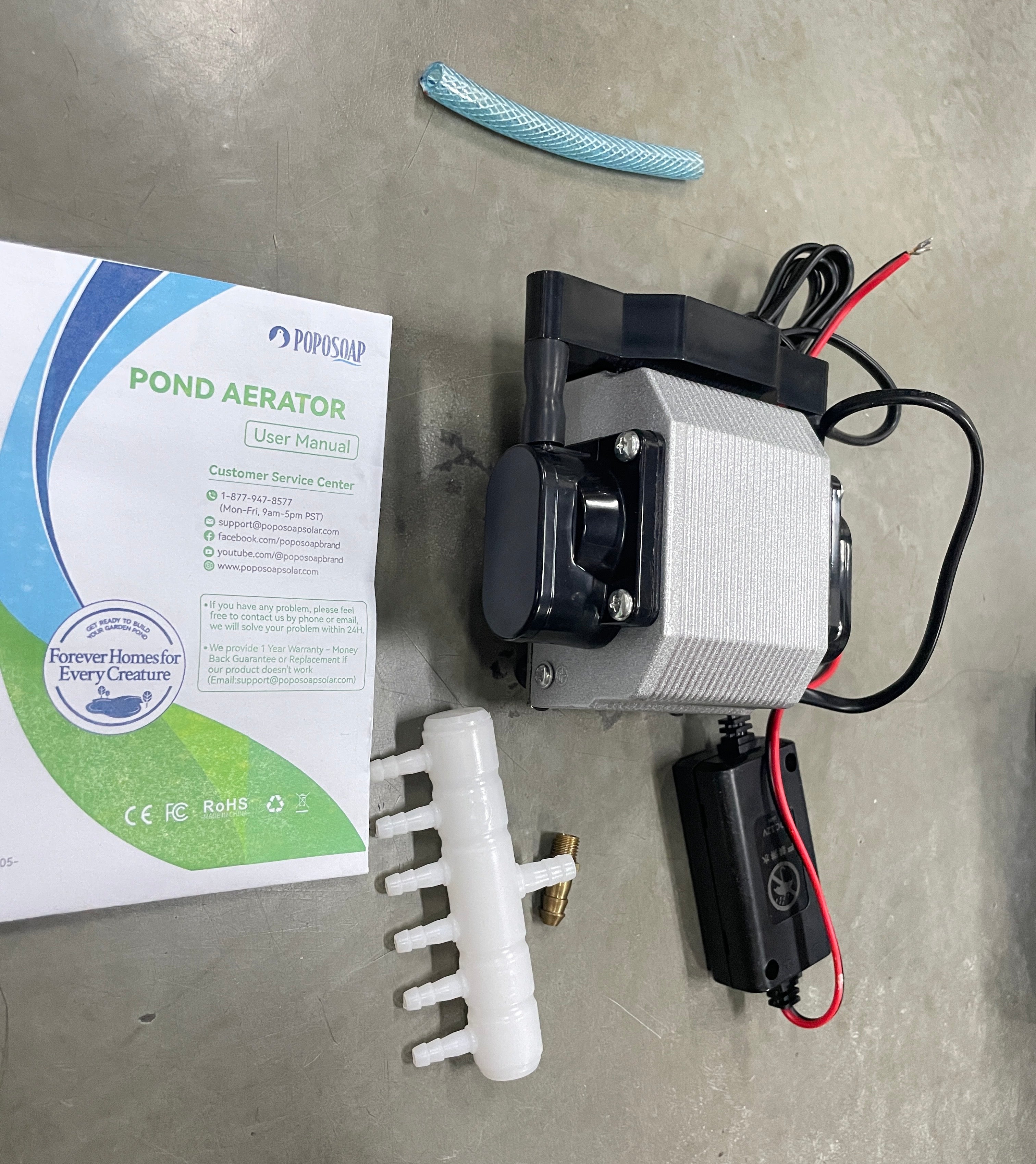 Poposoap Teichbelüfter – 15-W-Solar-Sauerstoffpumpe für Fischteiche im Freien