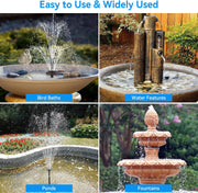 6.5W Solar Water Fountain Pump - 80GPH, 8 Sprayers for bird baths water features ponds fountains