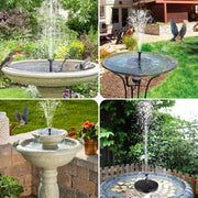 6W Solar Water Fountain Pump - 60GPH, 5 Various Nozzles For Birdbath