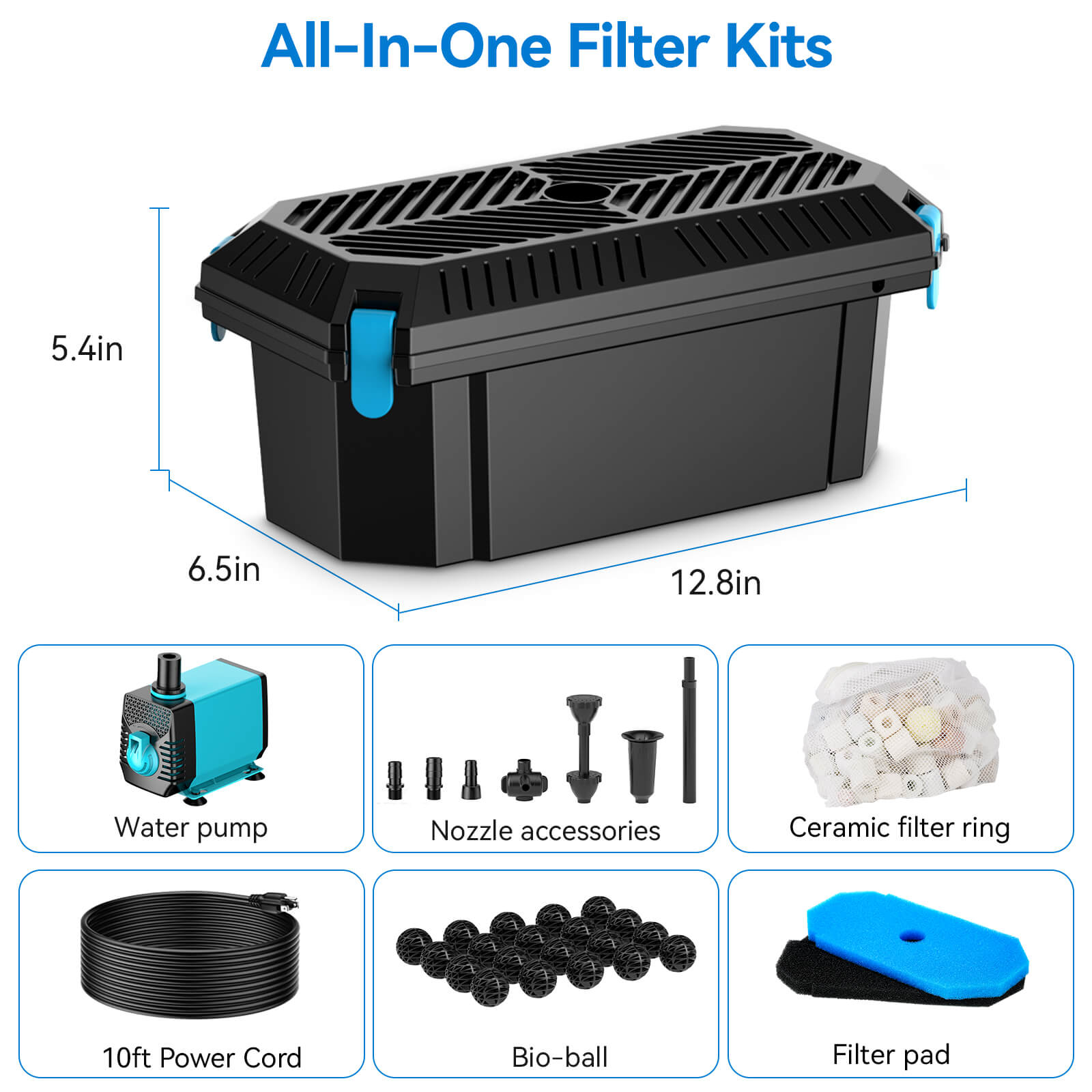 4′ x 4′ Pond Advanced Kit | 5-in-1 Filter, Waterfall, Lights, Pond Liner & Underlayment