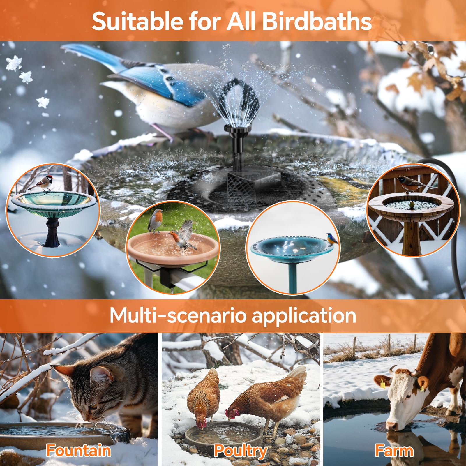 70 W AC Vogelbad-Heizbrunnen