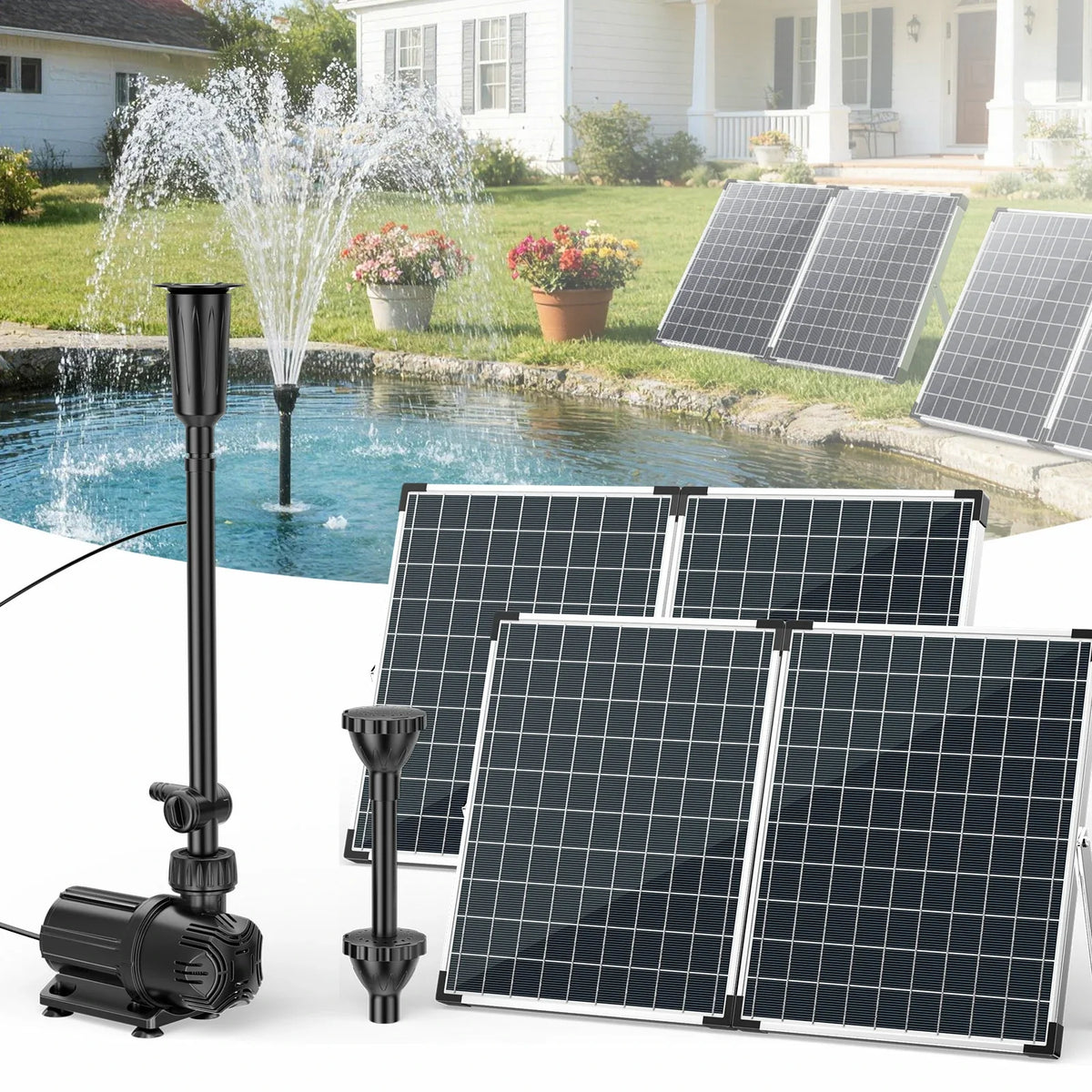 100W Solar-Springbrunnenpumpe, 4500 l/h für Gartenteiche, Wassergarten