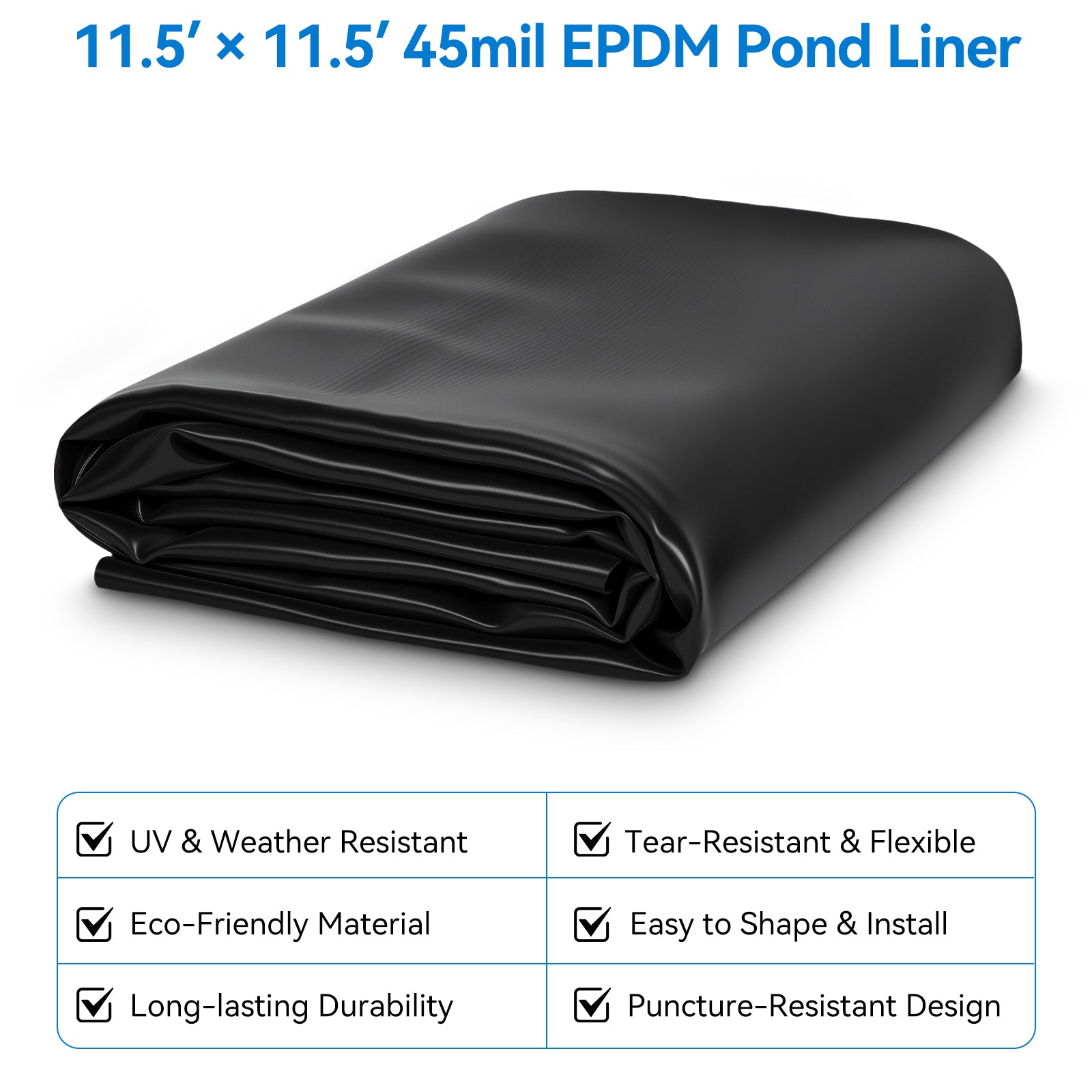 7′ x 7′ Pond Pro Kit | 5-in-1 Filter, Waterfall, Lights, Pond Liner & Underlayment