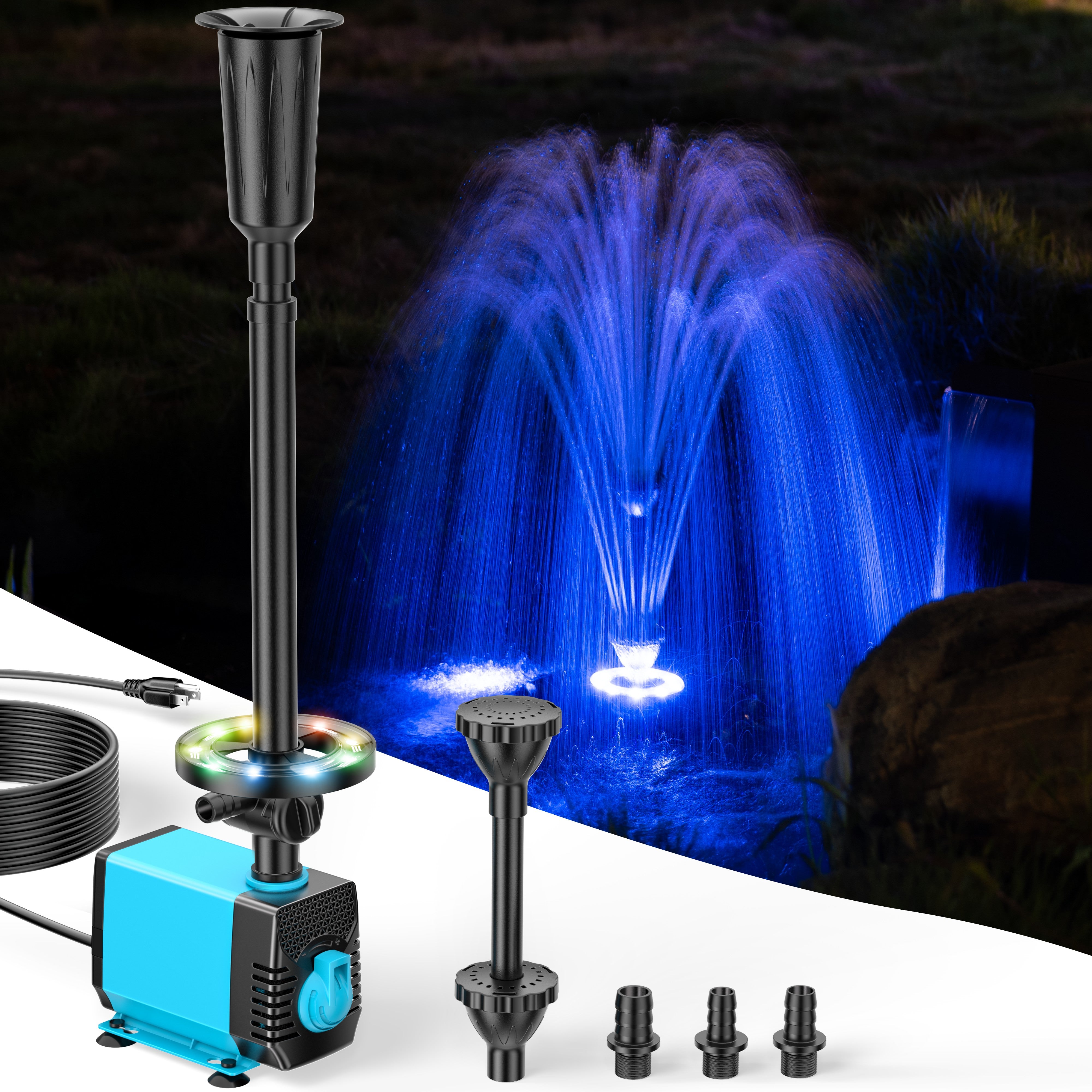 40W 660GPH Water Pump with LED Light