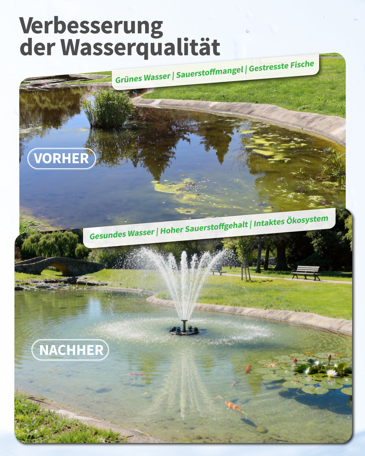4500 l/h Schwimmende Teichfontäne & Belüftung Komplett-Set