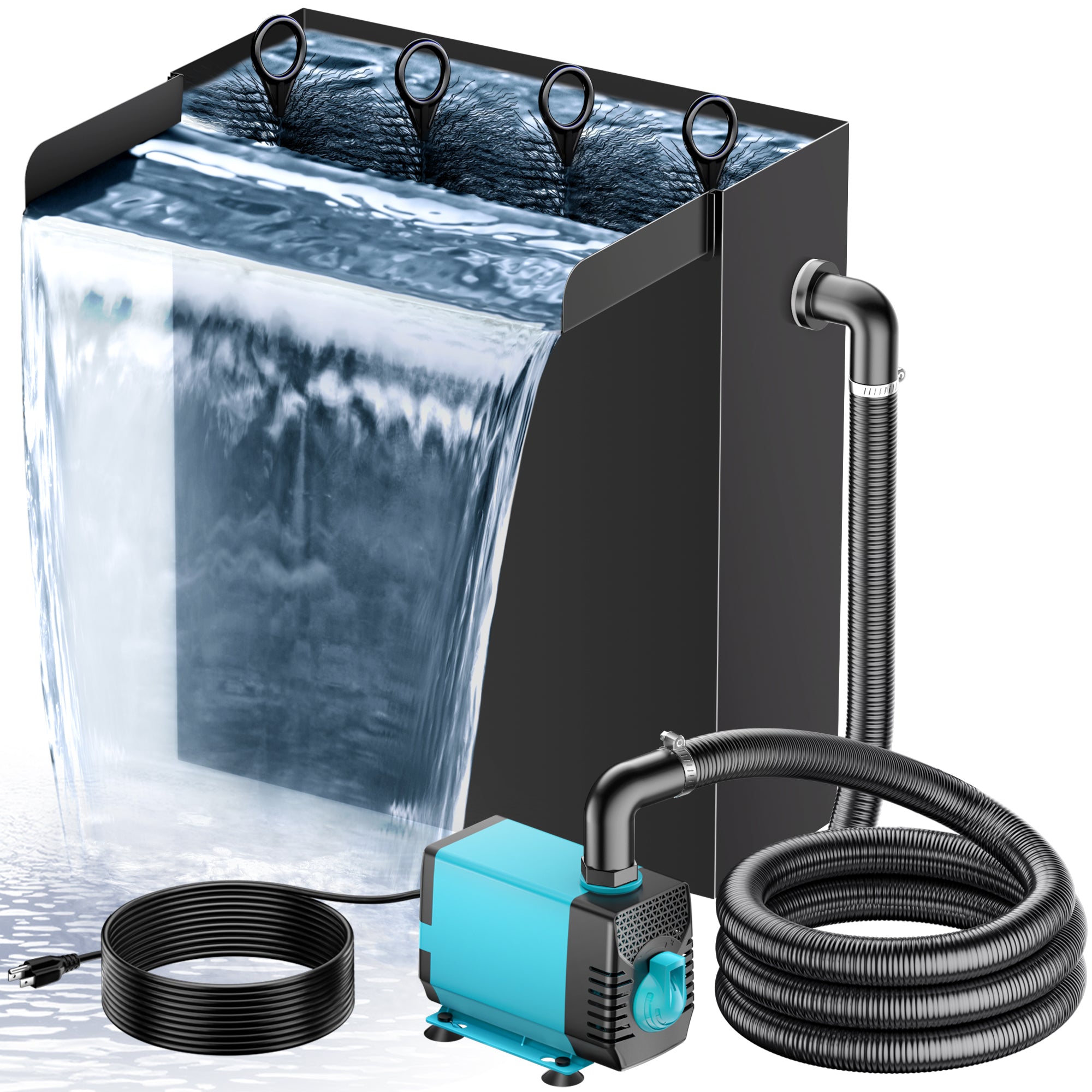AC 40W 660GPH 12"x13,4" Metall-Wasserfall-Kit