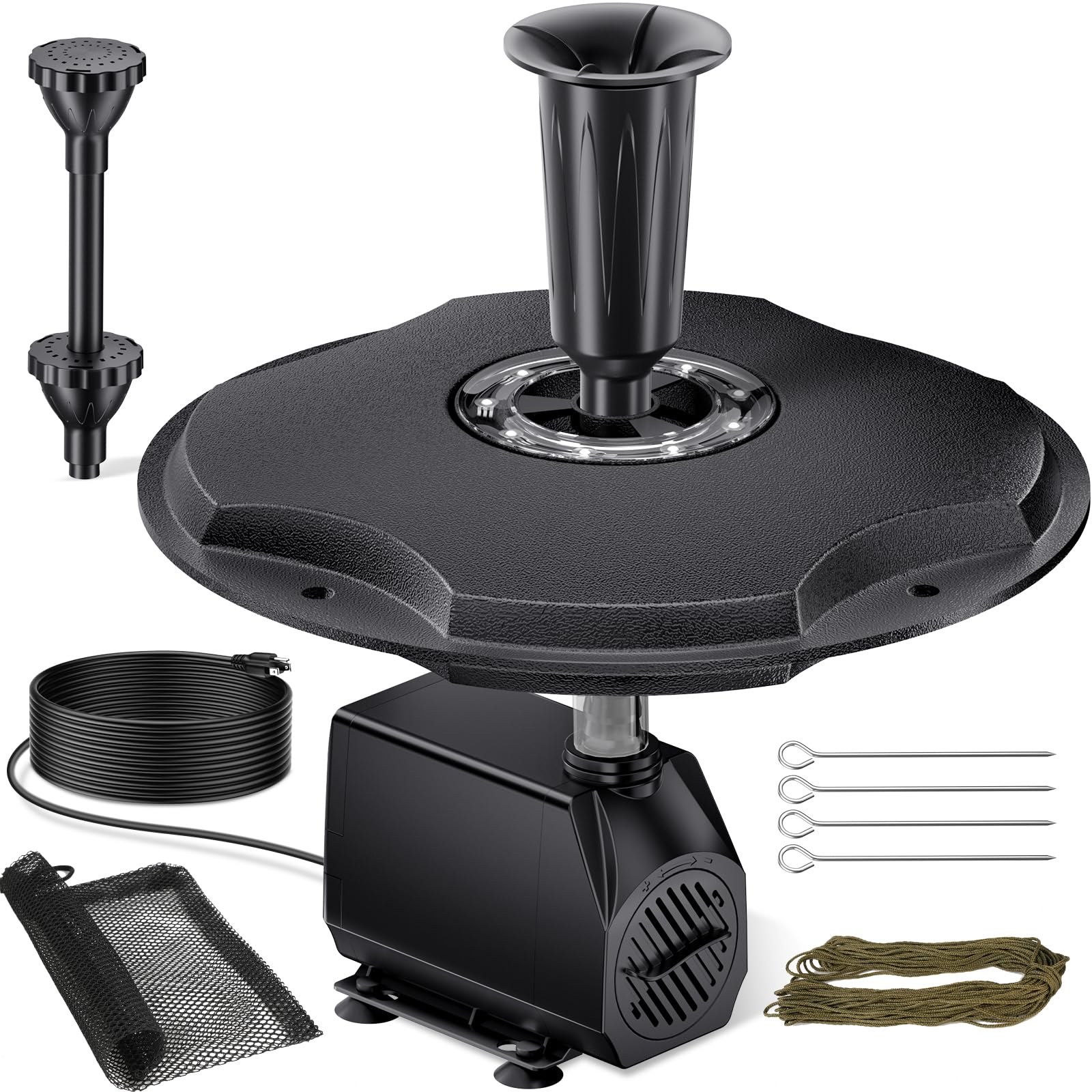 Schwimmbrunnen mit LED-Beleuchtung, 45 W, 660 GPH