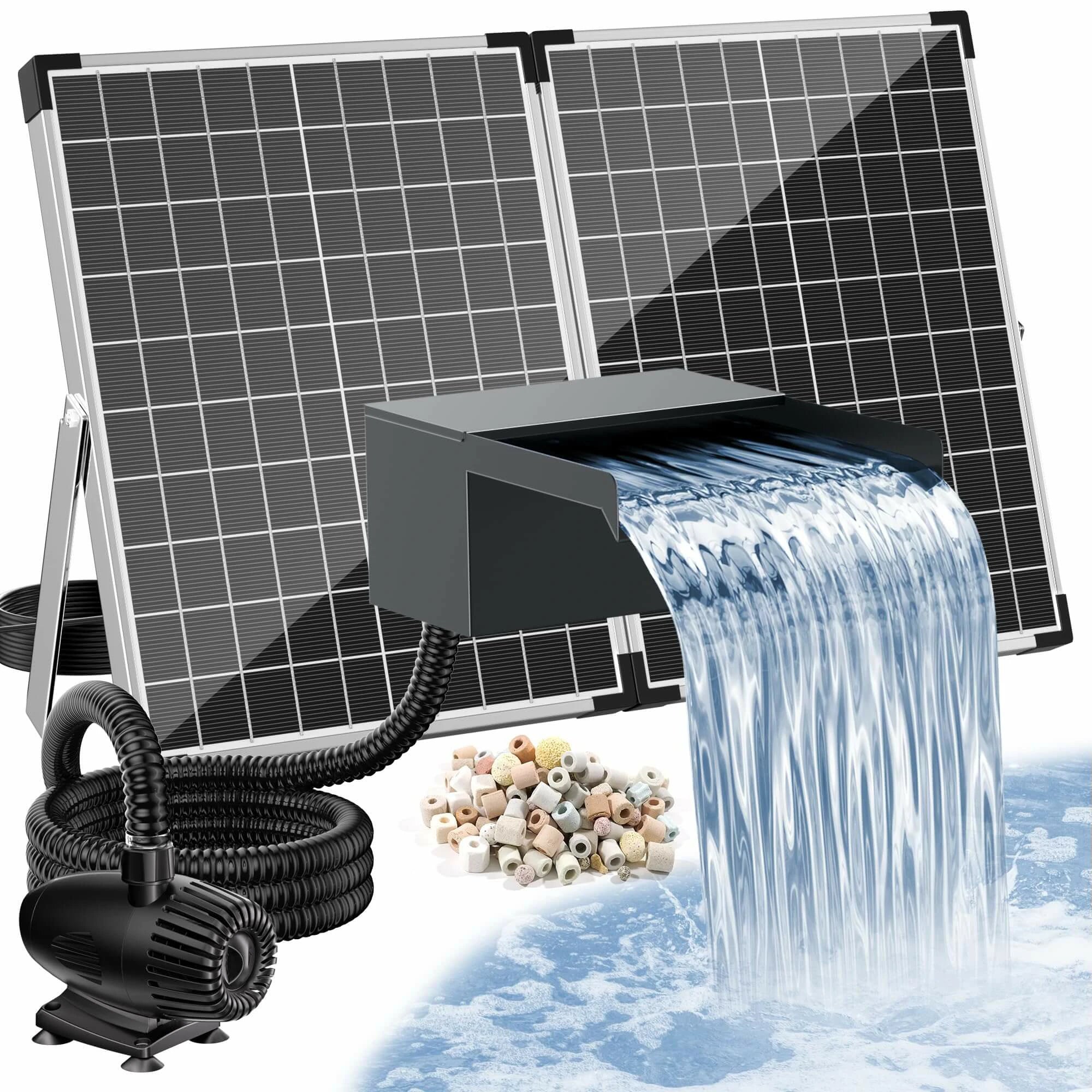 55W Solar Pond Waterfall Spillway with Fountain Pump