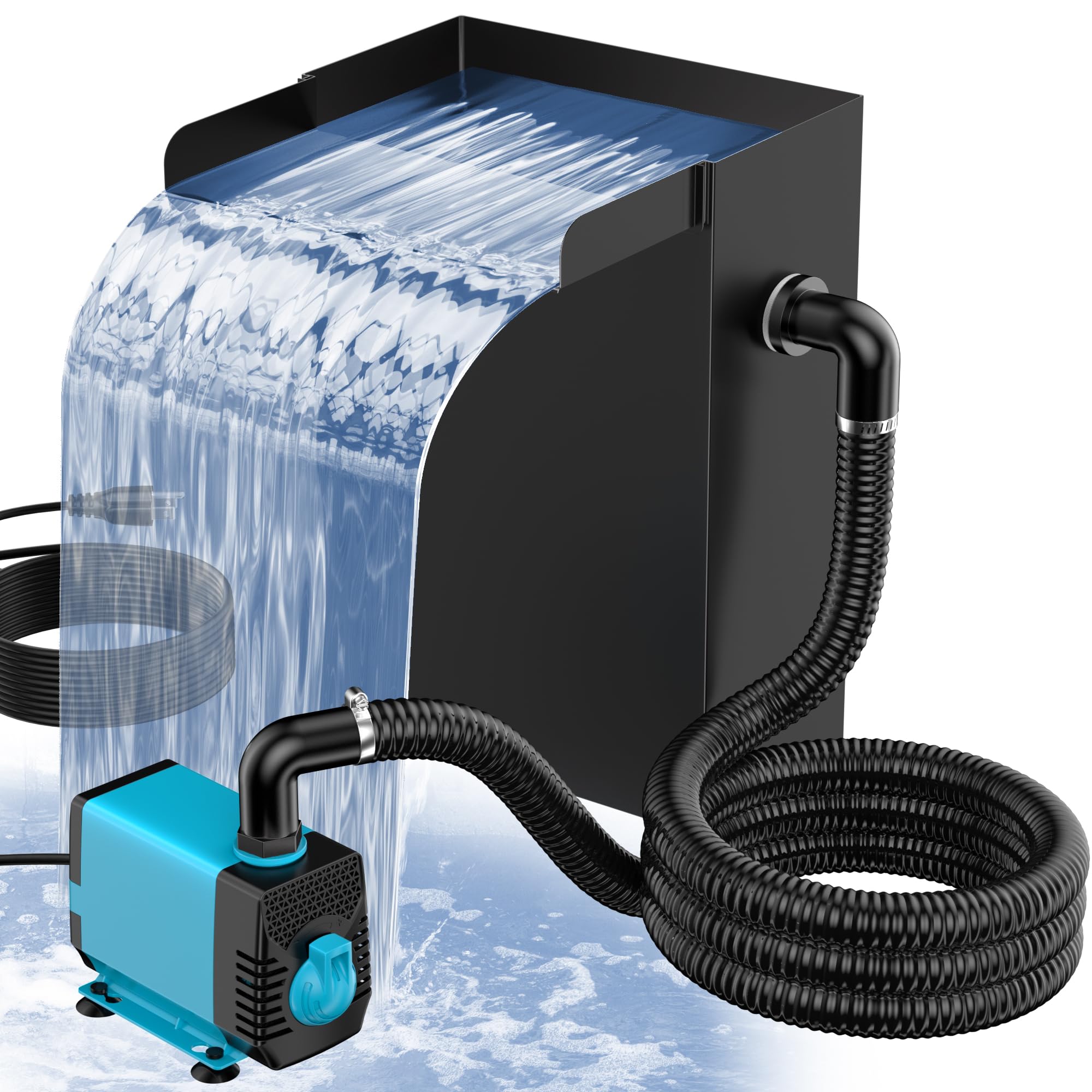40 W 660 GPH Wasserpumpe mit Teich-Wasserfall-Box (LED-Licht)
