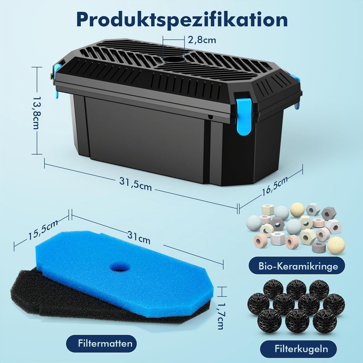 POPOSOAP Teichfilter Box für außen Mittlerer Keine Pumpe