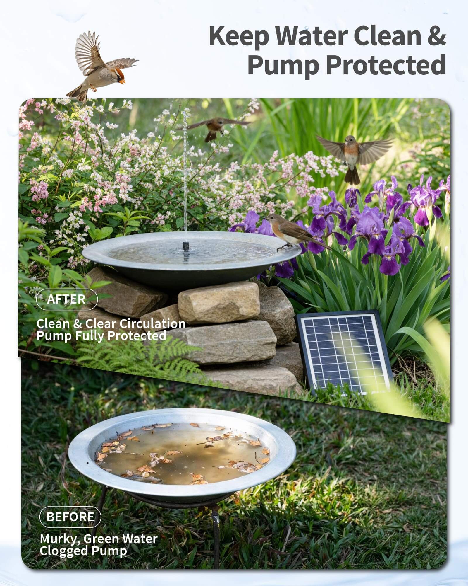 P3035 4W 60GPH Solar Pond Filter Fountain