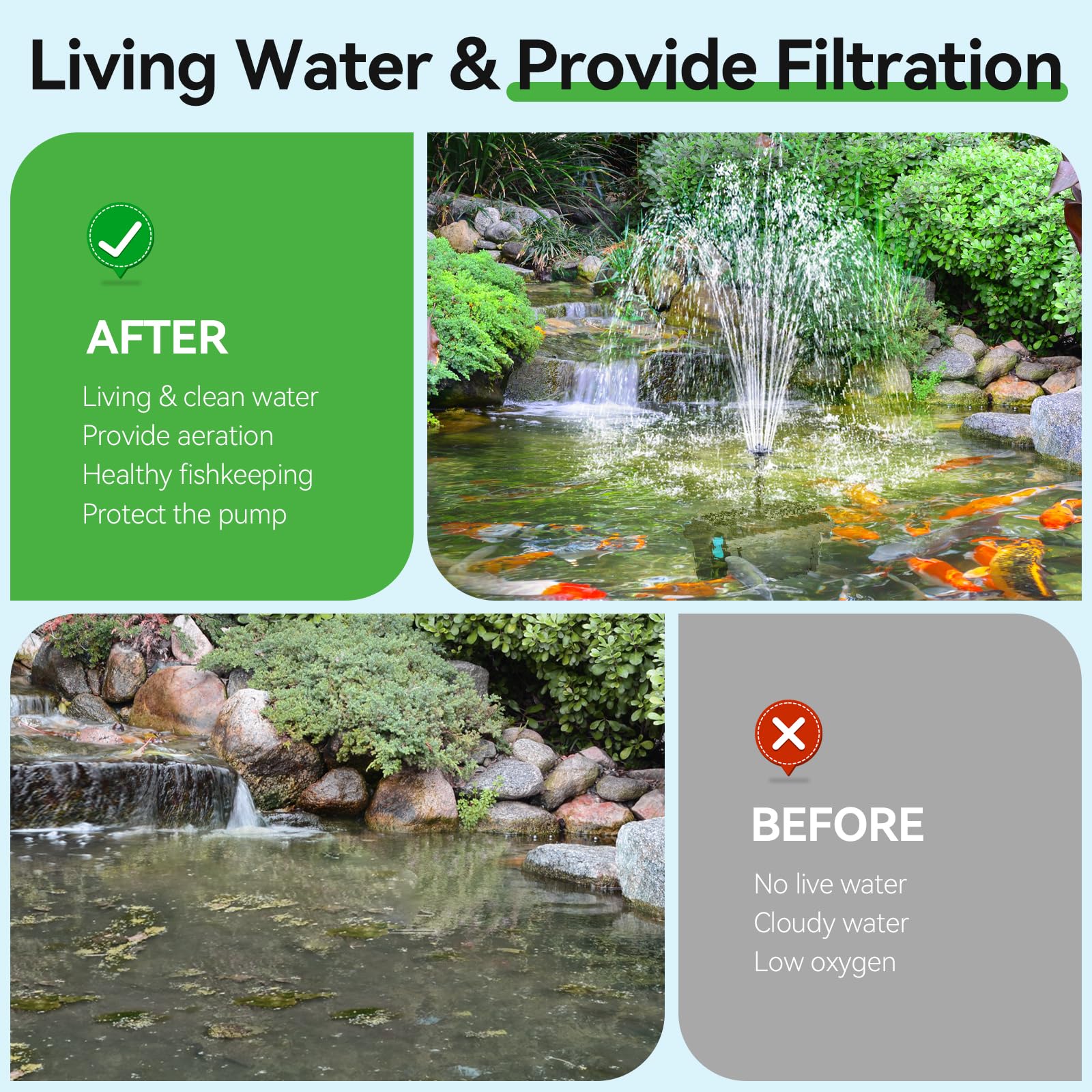 P3303 30W 320GPH Teichfilterbrunnen