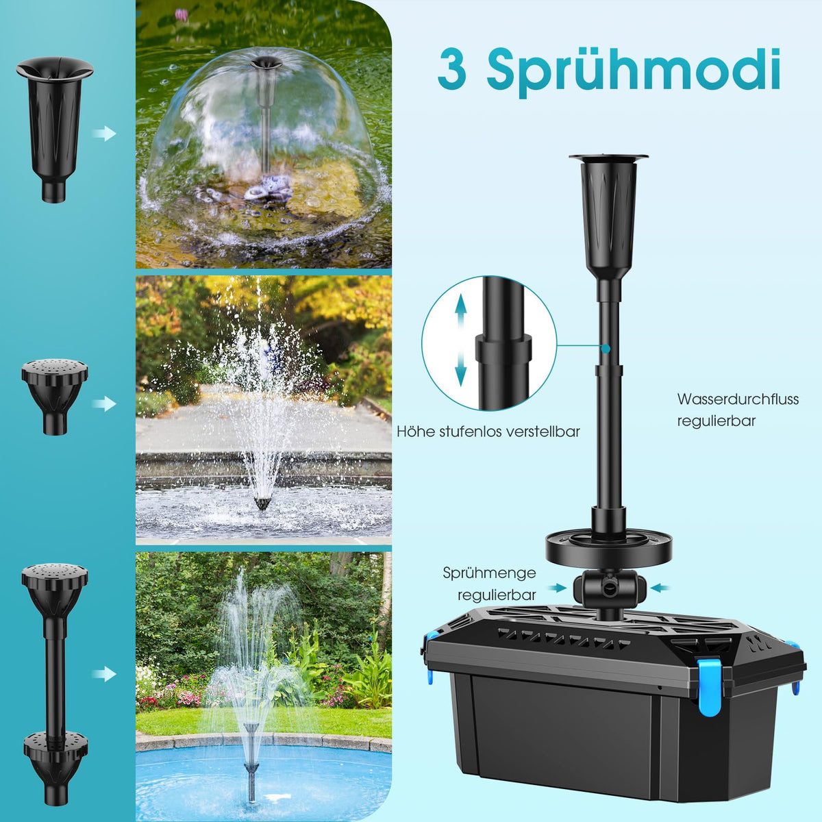 RGB Teichbrunnen- und Teichfilter-Set 2500 l/h (kabelgebunden)