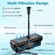 55 W Solar-Teichfilter- und Springbrunnen-Set – 580 GPH (390)