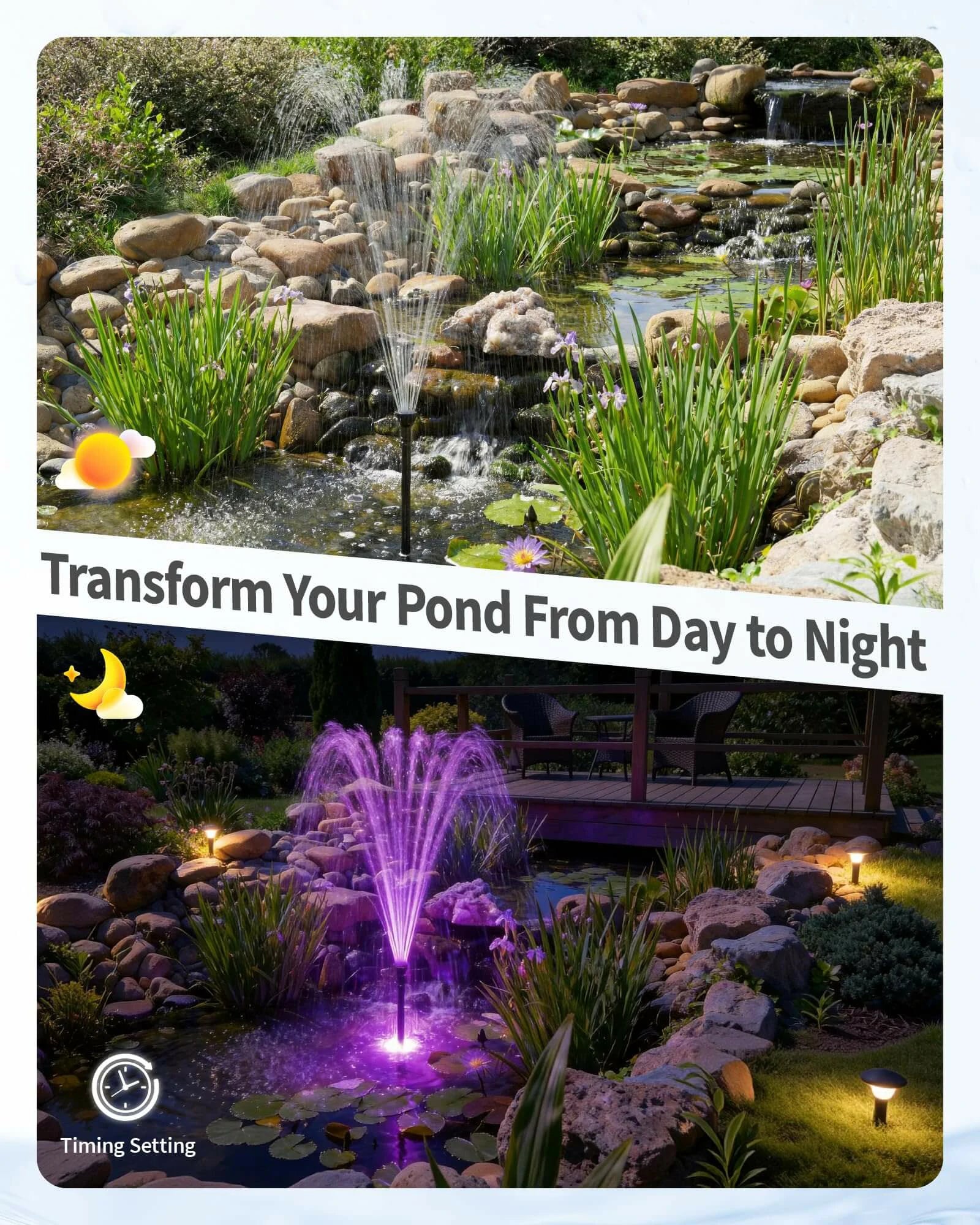 40W 660GPH Water Pump with LED Light