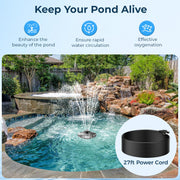 Schwimmender Springbrunnen, 45 W, 660 GPH, mit LED-Leuchten