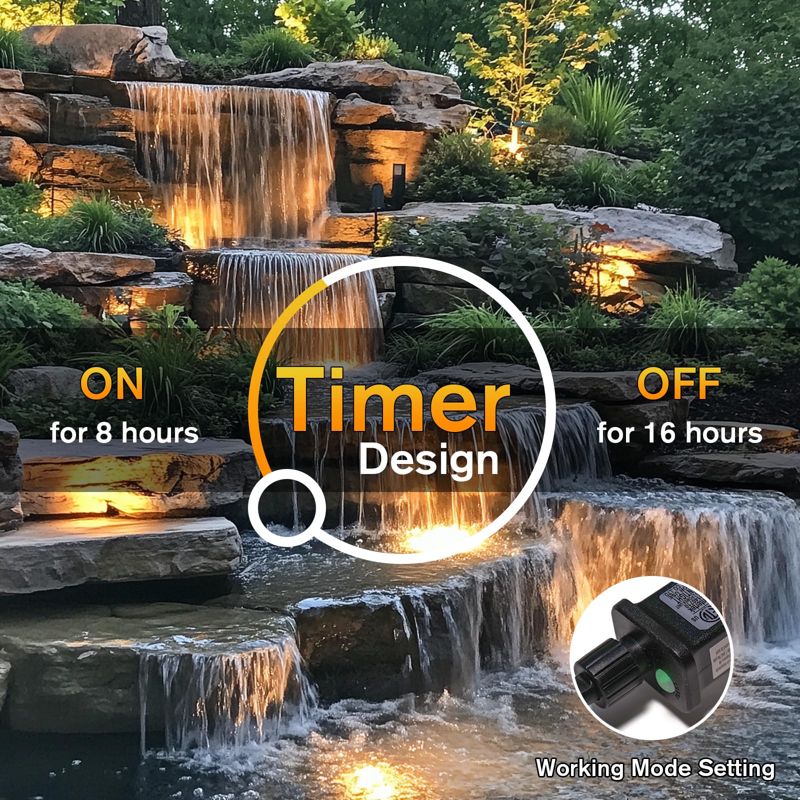 4-flammige, warmweiße Unterwasser-Elektroleuchten für Teiche