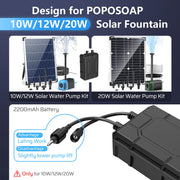 2200 mAh Batterie-Backup für 10 W/12 W/20 W Solar-Springbrunnenpumpe