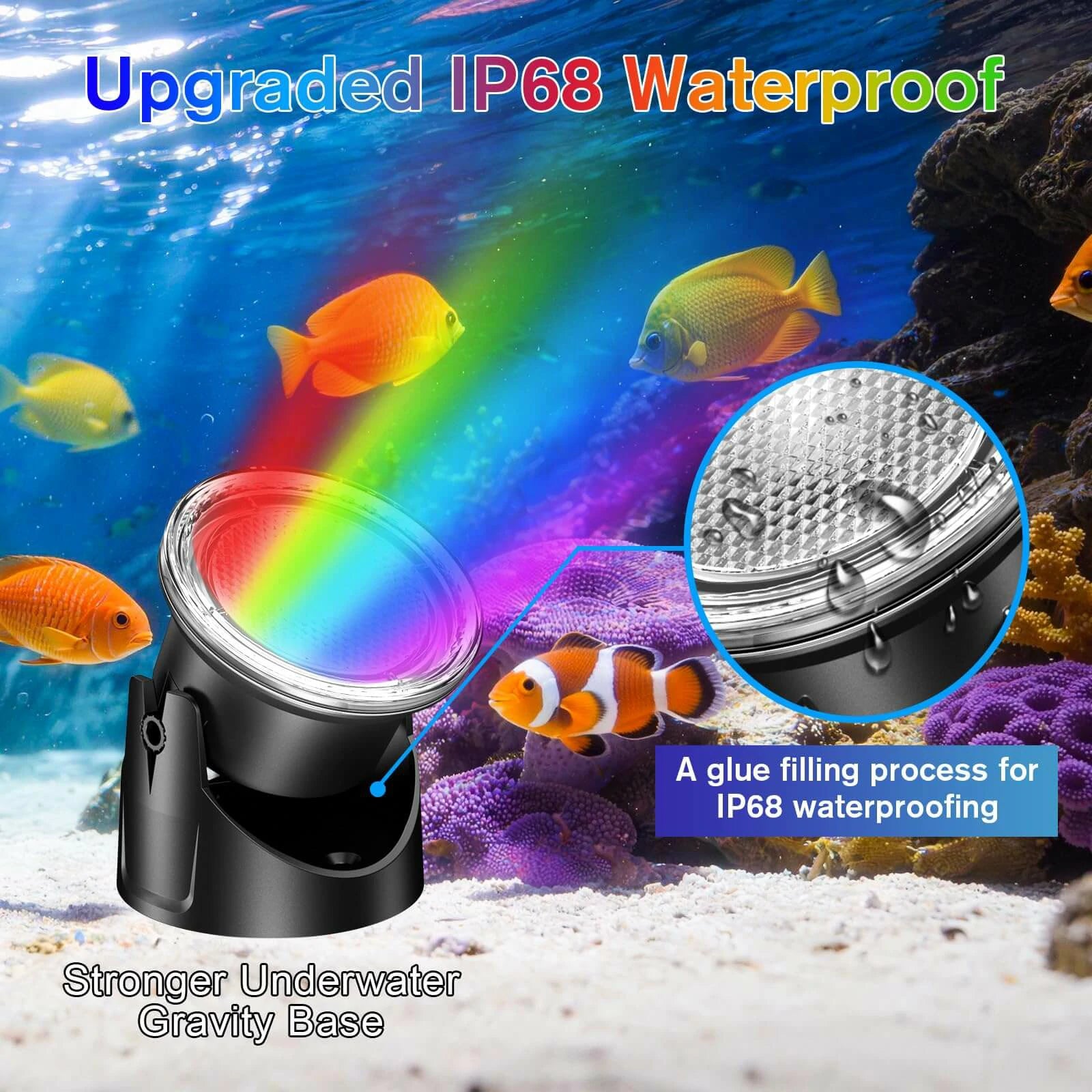 6-Head Colored Underwater Pond Lights IP68