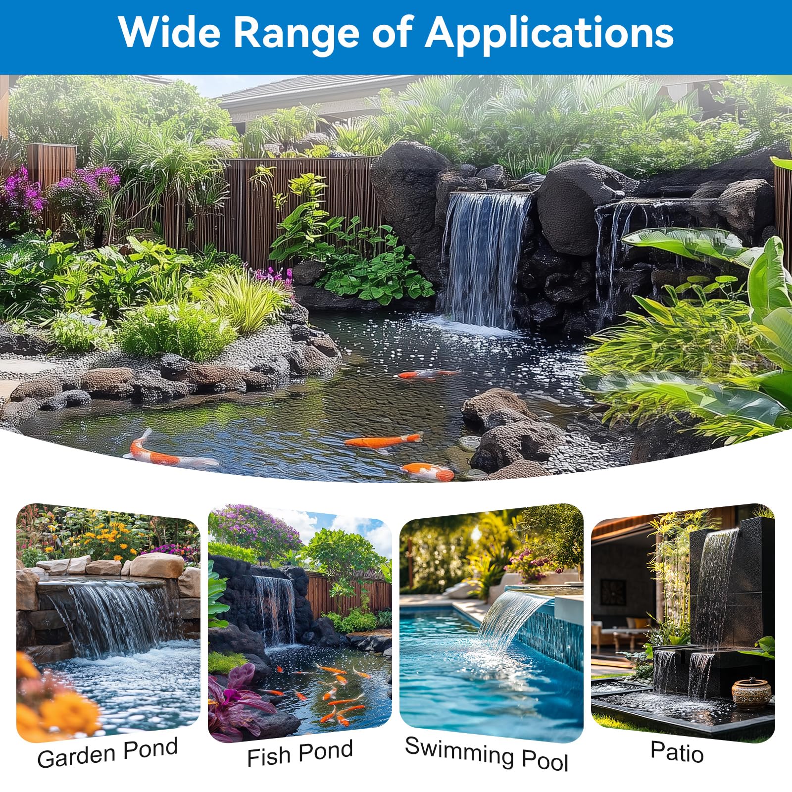 40 W 660 GPH Wasserpumpe mit Teich-Wasserfall-Box (LED-Licht)