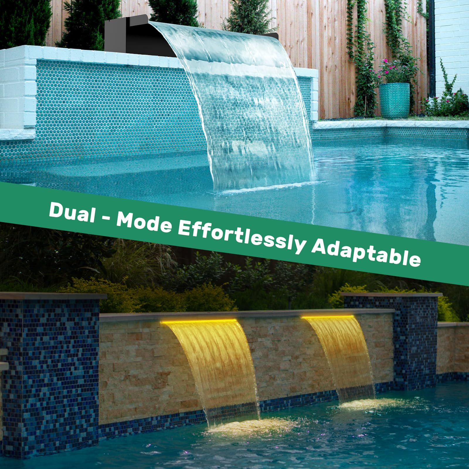 Elektrisches Wasserfallpumpen-Set (80 W, 1200 GPH) mit 24" x 4,3" Überlauf (LED)