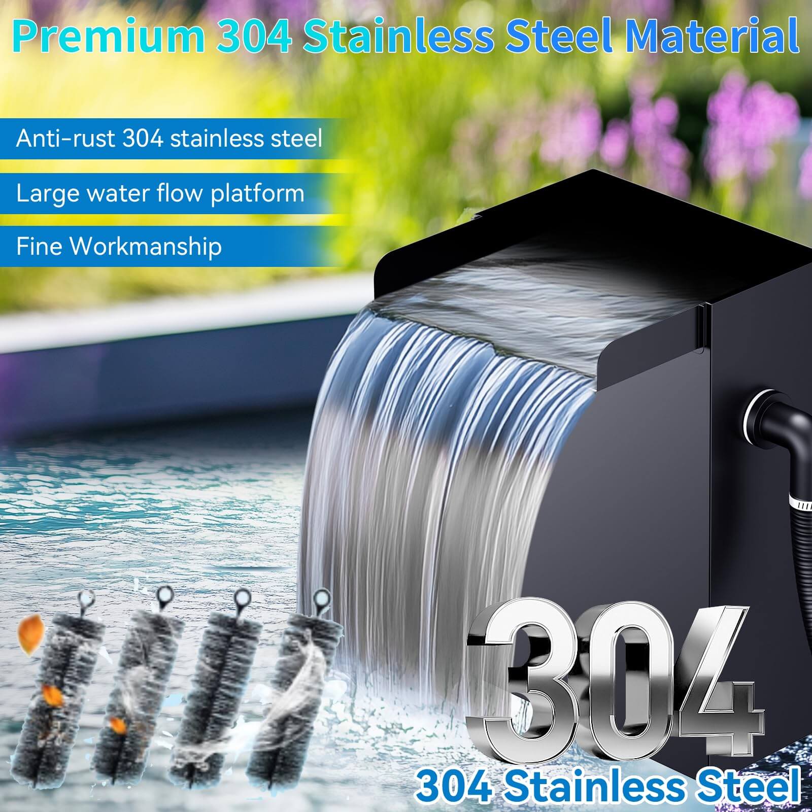 70W 580GPH Solar Waterfall Pump Kit with 12"x13.4" Spillway