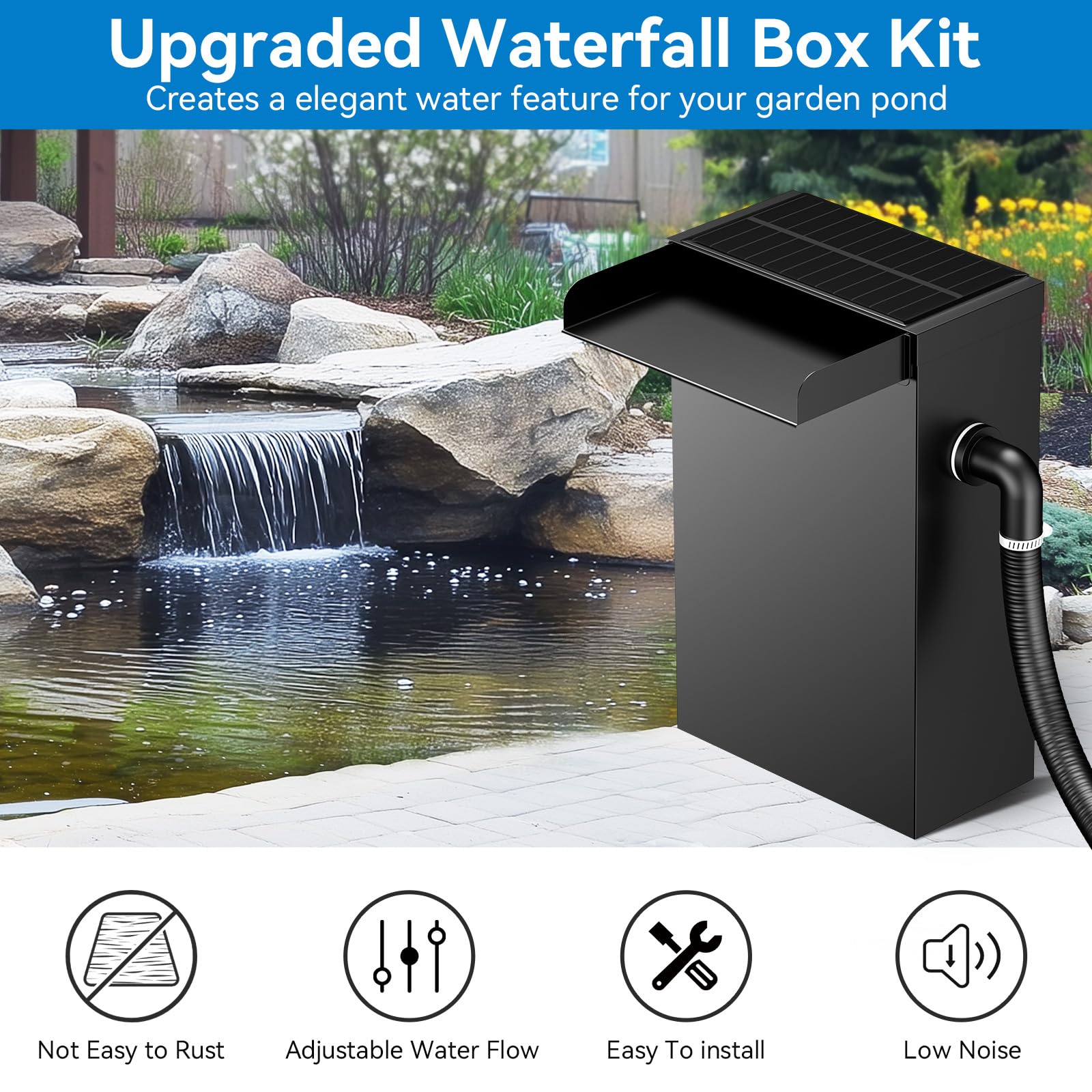 40 W 660 GPH Wasserpumpe mit Teich-Wasserfall-Box (LED-Licht)