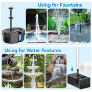 8-W-Solar-Springbrunnenpumpe und Teichfilter mit 3000-mAh-Batterie-Backup