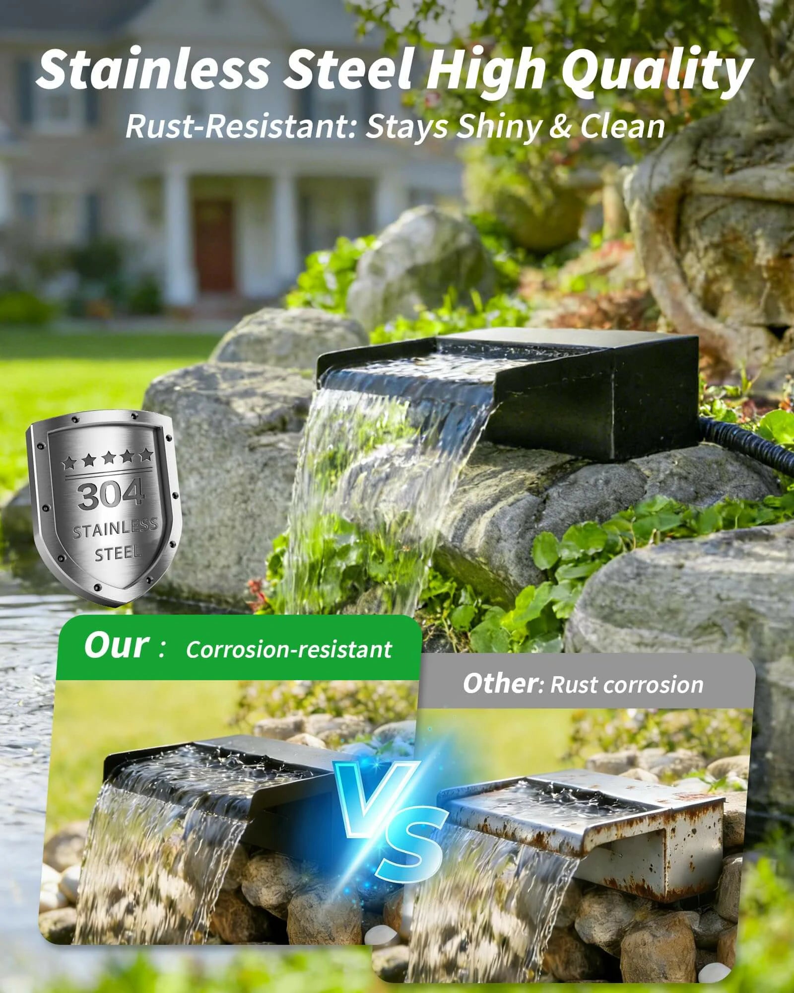 55W Solar Pond Waterfall Spillway with Fountain Pump