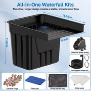 AC 80 W 1200 GPH 12,6 x 11 Zoll Kunststoff-Wasserfall-Kit