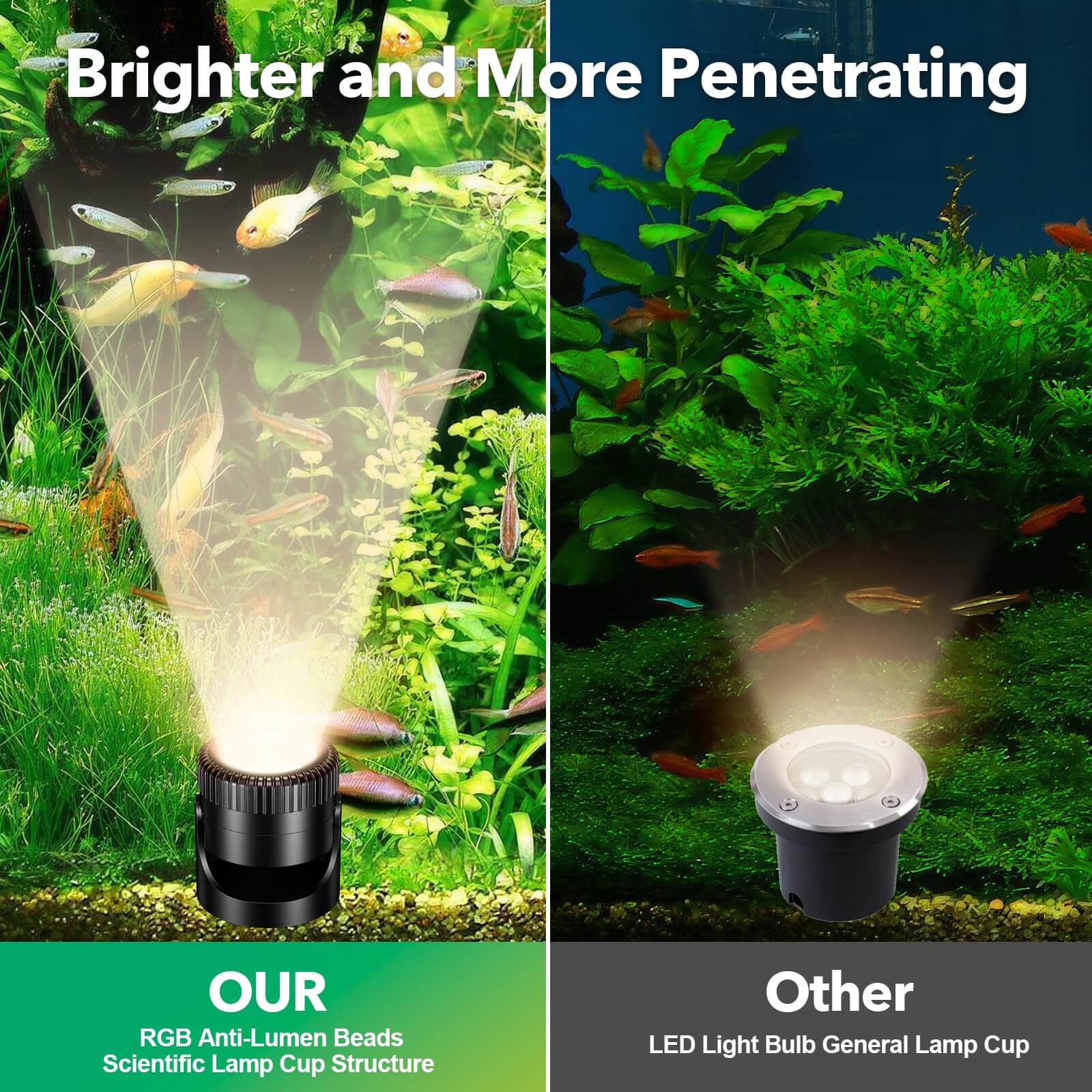 3-Head Warmwhite Underwater Solar Pond Lights