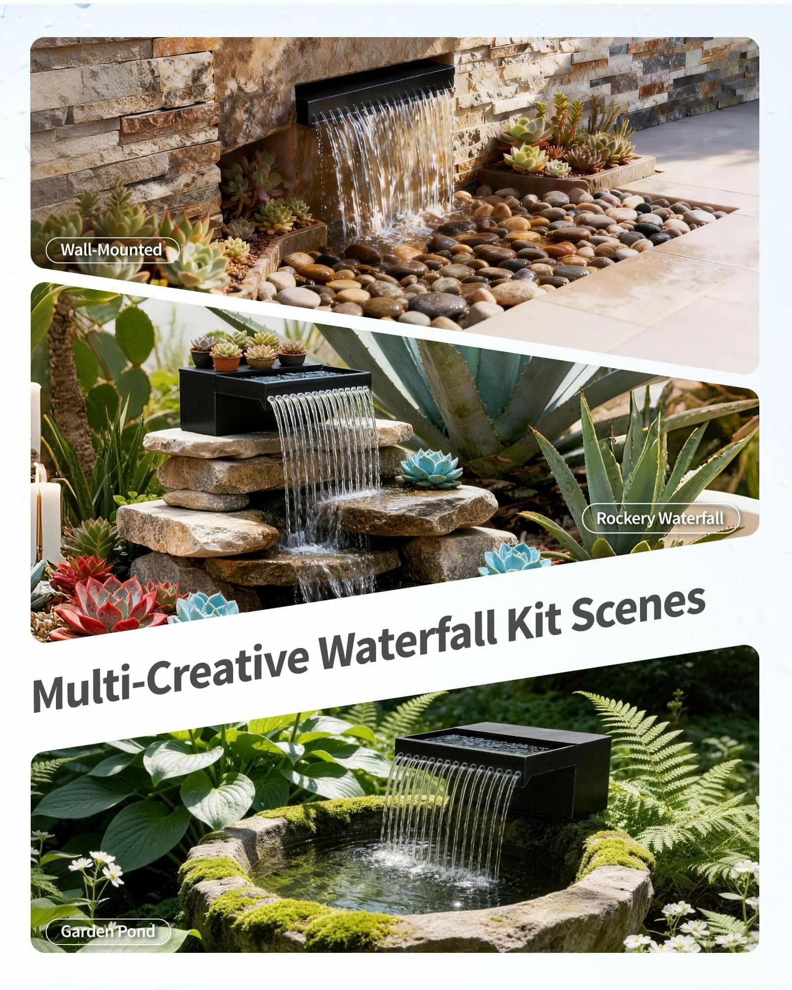 P5703S 70W 680 GPH Solar Waterfall Pump with 12" Spray Spillway